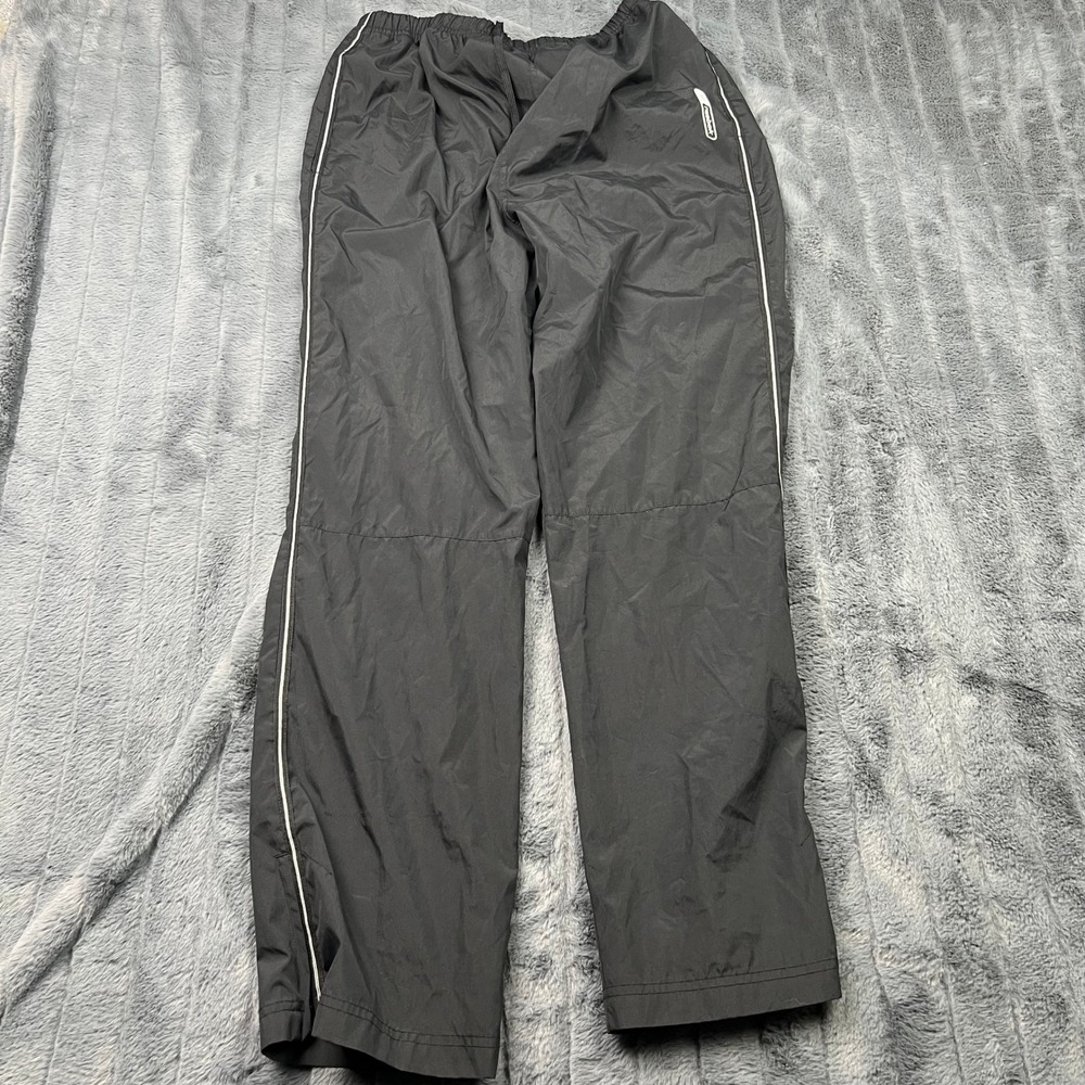 Reebok Vintage Mens Track Pants Black Windbreaker Straight Leg Size L RN69421